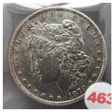 1879 Morgan silver dollar.