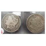 (2) Morgan silver dollars: 1891-O, 1921-S.