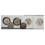 (5) Washington silver quarters: 1954-D, 1957,