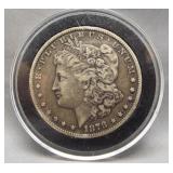 1878-CC Morgan silver dollar.