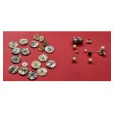 Abalone Shell Buttons & (2) Prs Earrings +
