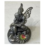 VTG Pewter Fairy Sitting on a Toadstool