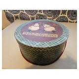 Round Box of Vintage Christmas Ornaments