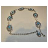 ARIAT Turquoise Concho Chain Belt - Ladies, Silver