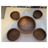 Baker-Hart-Stuart Solid Teak Salad Bowl w/4