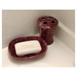 Red and Gold Soap Dish