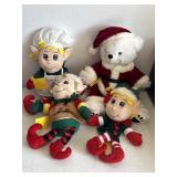 Santa Claus Teddy, (2) Dolls & a Puppet