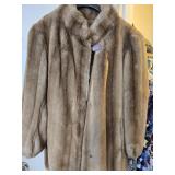 Collared Mink Fur Coat Sz Med