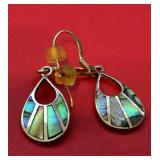 Pr of Vintage Sterling Silver Abalone Shell