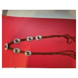 56" Leather Concho Belt w/Ceramic Beads
