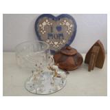 Hand Blown Glass Elephants on Pedestal, Candy Dish