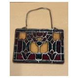 VTG Stained Glass SUN CATCHER Art Nouveau Floral