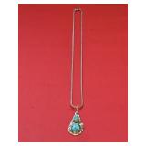 11" Turquoise Navajo or Zuni Pendant & Chain