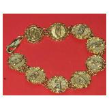 Gold Tone Catholic Saints Chain Bracelet