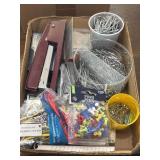 Paper clips, Stapler, Staples, Push pins, Rubber