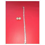 Vintage Rhinestone Earrings & Bracelet