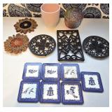 Iridescent Candy Dish, Vase, Trivets & Coasters