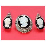 Vtg Sterling Mother Of Pearl Black Onyx