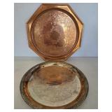 Copper (unmarked) & Silver Plated Serving Plates