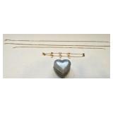 Silver Tone Heart Jewelry Box w/Eye Glass Box