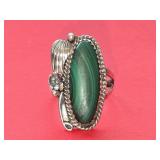 Navajo Sterling Silver Malachite Ring Sz 5.5