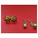 Vtg Clip-on Earrings & a Pr of Light Blue Dangle