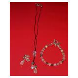 Sterling Silver & Crystal Beaded Necklace,