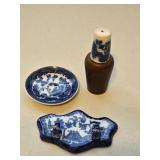 Vintage Blue Willow Salt Shaker, Mini Cup Saucer