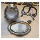 Silver-plated Trays and Vtg Chafing Dish Stand