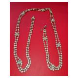 34" Vintage Double-strand Rhinestone Necklace or