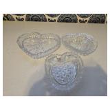 (3) Glass Heart Dishes & (2) Platters