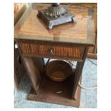 Wooden End Table with a Single Drawer and Open