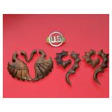NEW (2) Pr of Wooden Angel Wing Faux Gauge Tribal