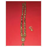 Vintage Gold-tone Beaded Necklace & Matching