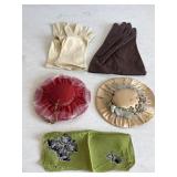 Collection of Vintage Items; Doll Hats & Gloves