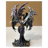 ICE ARMOR 10.25" H Blue Fairy with Two Dragons