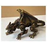 Steampunk Mechanical Dragon Statue Crouching