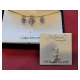 NIB Sterling & CZ Necklace & Earrings + New