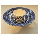 Churchill Blue Willow Bowls, Saucer & Cup