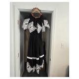 Mexican Fiesta Dress, Tan Crocheted Dress& White