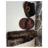 Faux Mink Collar & (2) Hats