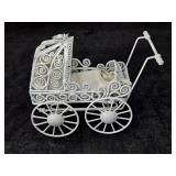 Ornate Miniature Dollhouse Metal Baby Carriage Ornate Miniature Dollhouse Metal Baby Carriage
