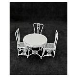 Vtg Metal Dollhouse Table & 3 Chairs Vtg Metal Dollhouse Table & 3 Chairs
