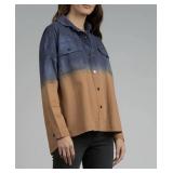 Elan Delilah Jacket in Navy Camel Dip Dyed Medium Elan Delilah Jacket in Navy Camel Dip Dyed Medium