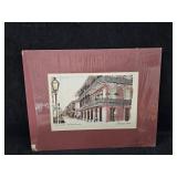 Vintage Lithograph Print of the French Quarter i Vintage Lithograph Print of the French Quarter i