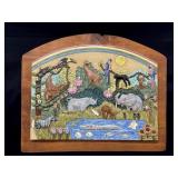 Hand Carved & Painted Wooden Wall Hanging Hand Carved & Painted Wooden Wall Hanging