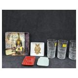 Glass Wine Tray, Owl Tray, NEW Drinking Glasses & Glass Wine Tray, Owl Tray, NEW Drinking Glasses &