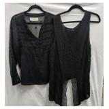 (2) Black Rayon Summer Blouses (2) Black Rayon Summer Blouses