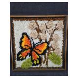 Vtg 17x17 Framed Latch Hook Butterfly Vtg 17x17 Framed Latch Hook Butterfly