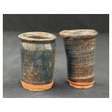 2 Pottery Pieces Glazed with a Combination of 2 Pottery Pieces Glazed with a Combination of